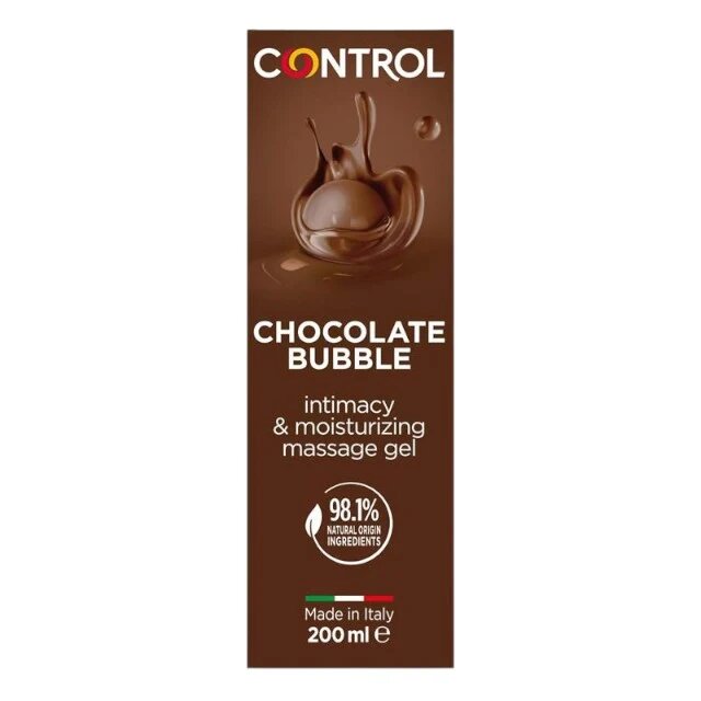 CONTROL Gel pentru masaj și lubrifiant Chocolate Bubble capac cu bile de masaj aromă de ciocolată 200 ml