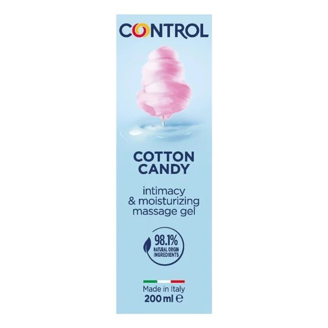 CONTROL Gel pentru masaj și lubrifiant Cotton Candy capac cu bile de masaj aromă de vată de zahăr 200 ml