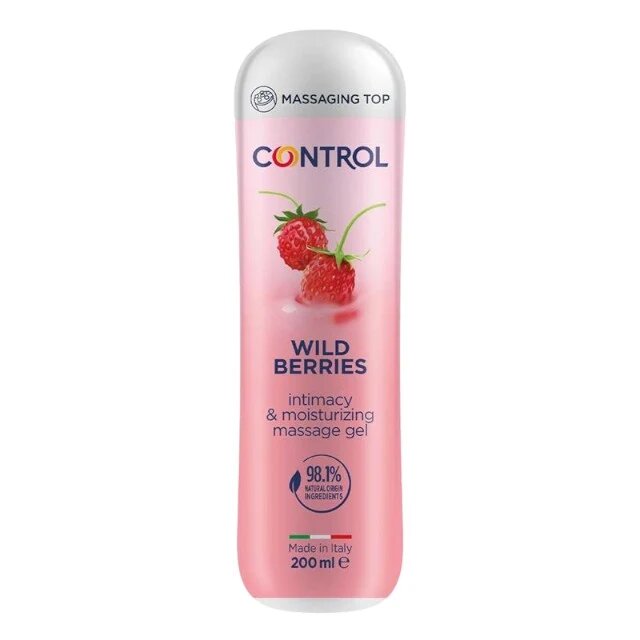 CONTROL Gel pentru masaj și lubrifiant Wild Berries capac cu bile de masaj aromă de fructe de pădure 200 ml