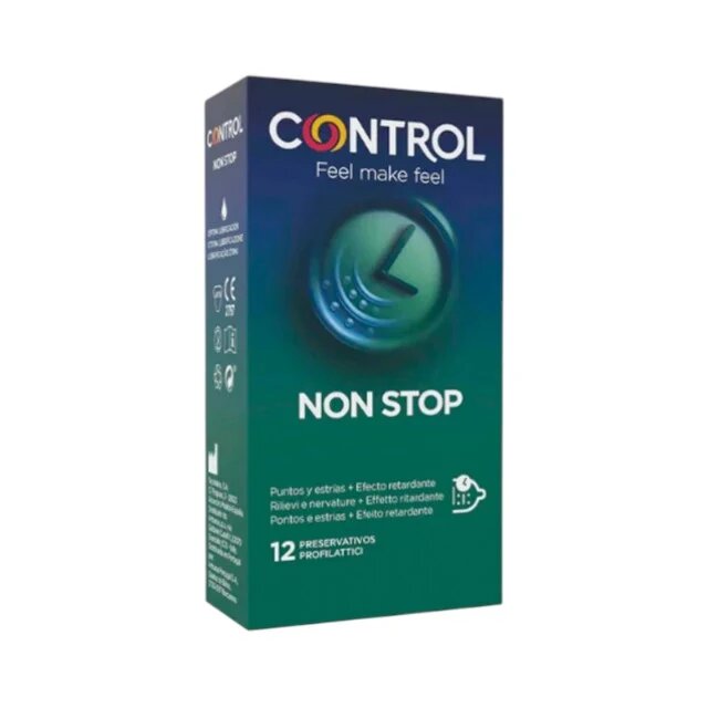 CONTROL Prezervative cu striatii NONSTOP Points & Stripes efect de intarziere ejaculare 1 cutie x 12 buc