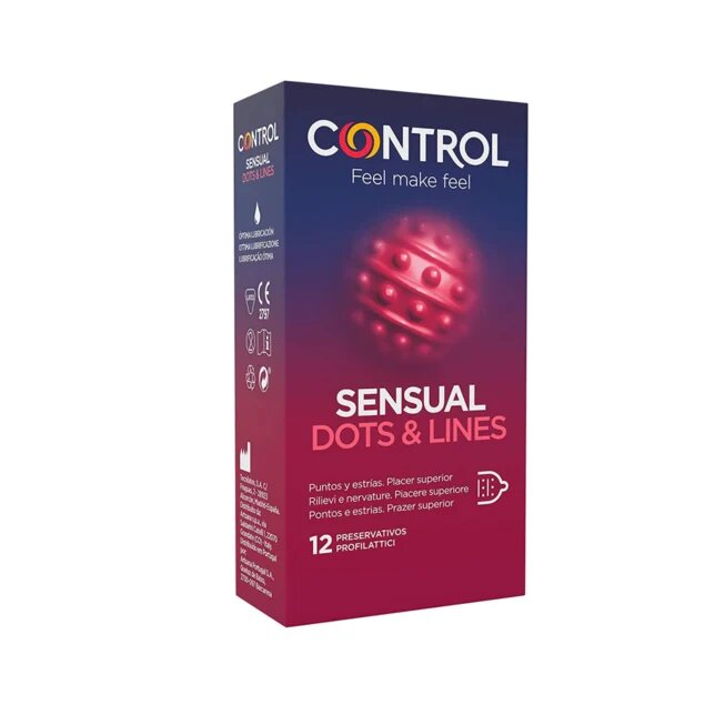 CONTROL Prezervative cu striatii SENSUAL DOTS & LINES 1 cutie x 12 buc