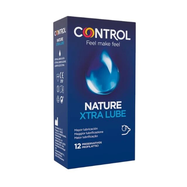 CONTROL Prezervative - NATURE extra lubrifiere 54 mm 12 buc