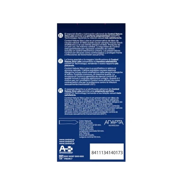 CONTROL Prezervative - NATURE extra lubrifiere 54 mm 12 buc
