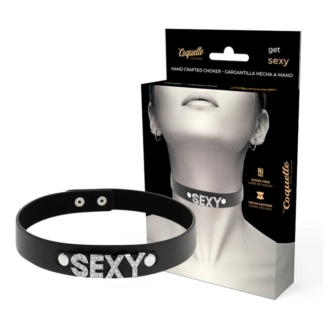 COQUETTE Choker CHIC DESIRE Handmade din piele ecologică SEXY