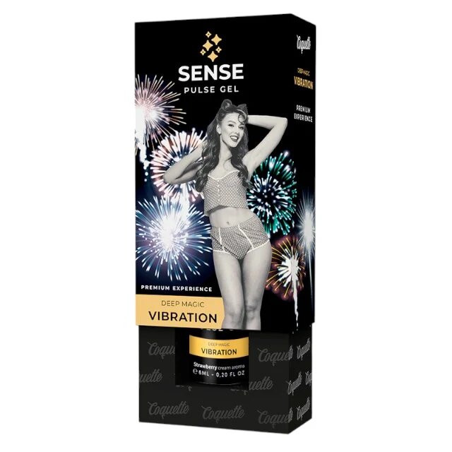 COQUETTE Gel vibrator unisex Sense Pulse Gel cu efect triplu de furnicături pulsații și încălzire aromă de frișcă și căpșuni 6 ml