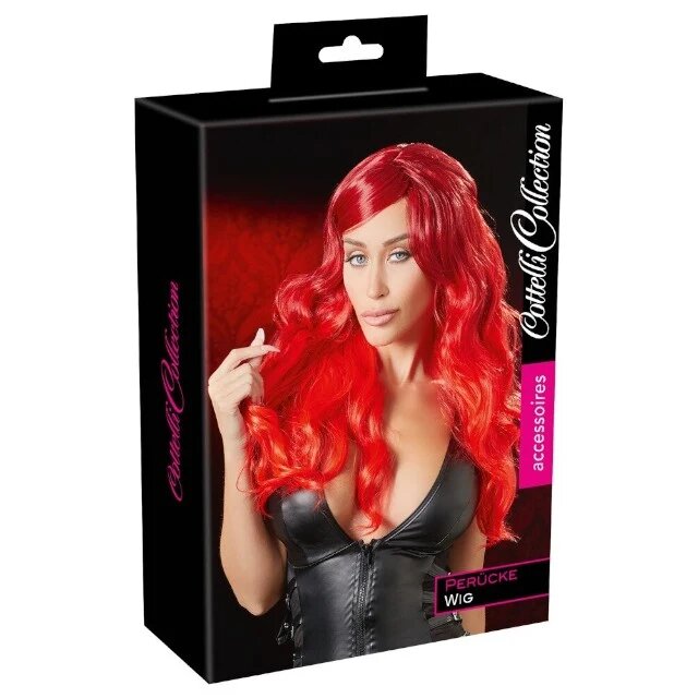 COTTELLI Perucă sexy Accessoires pentru jocuri erotice și costume roleplay cu păr lung și ondulat culoarea roșcat intens