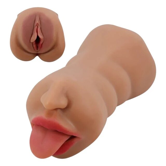 CRAZY BULL Masturbator dublu SARAH cu simulare orală și vaginală realistă rezistent la apă lungime 18 cm culoare natural închisă