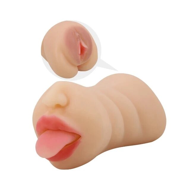 CRAZY BULL Masturbator dublu SARAH cu simulare orală și vaginală realistă rezistent la apă lungime 18 cm culoare naturală deschisă