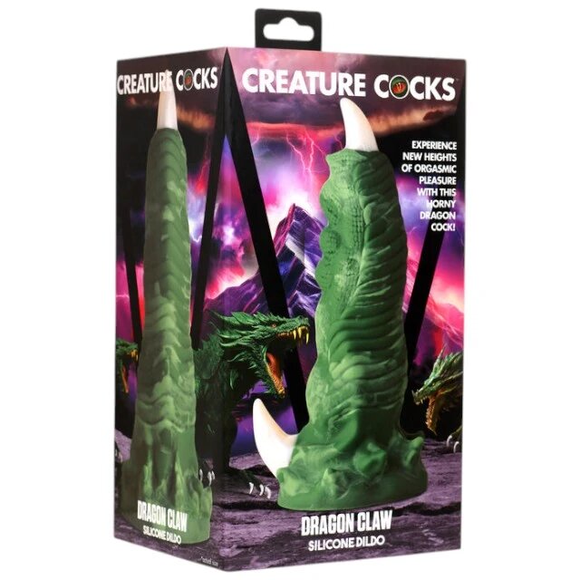 CREATURE COCKS Dildo dragon Dragon Claw în formă de gheară pentru jocuri de fantezie bază cu ventuză 24 cm verde