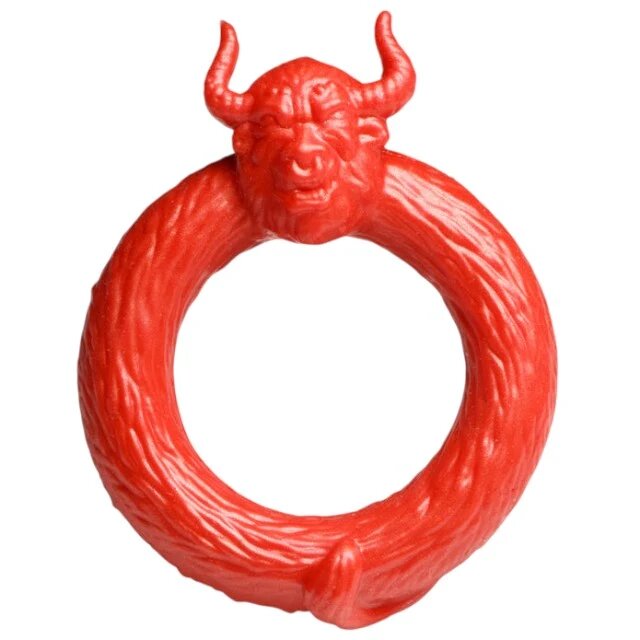 CREATURE COCKS Inel pentru penis Beast Mode cu cap de taur pentru jocuri de fantezie din silicon flexibil diametru 4 cm roșu