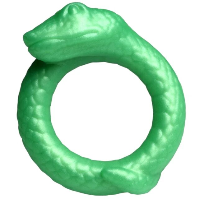 CREATURE COCKS Inel pentru penis Serpentine în formă de șarpe pentru jocuri de fantezie din silicon flexibil diametru 4 cm verde