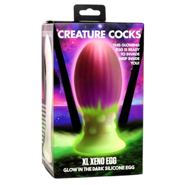 CREATURE COCKS Ou de extraterestru XL Xeno Egg pentru jocuri de fantezie lungime 15.4 cm diametru 7.8 cm fluorescent