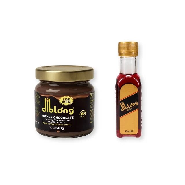 Diblong Pachet pentru bărbați: Supliment alimentar sub formă de ciocolată tartinabilă pentru bărbați Energy Chocolate For Men 1 buc + Supliment alimentar Energy Shot 1 buc