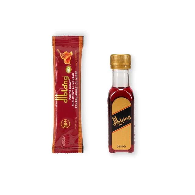 Diblong Pachet pentru cupluri: Supliment alimentar cu miere Power Honey 10g 1 buc + Supliment alimentar Energy Shot 1 buc