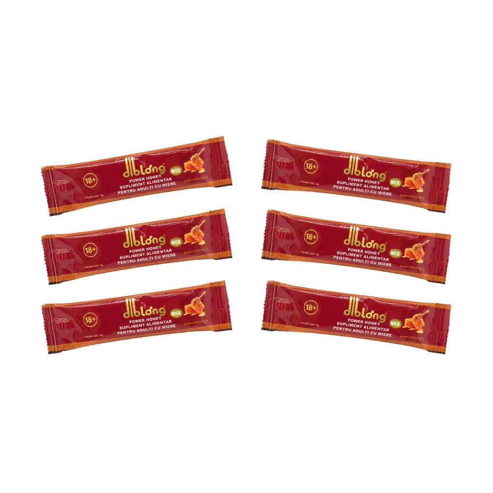  Diblong Power Honey - supliment alimentar pentru adulți cu miere și asocieri de plante care susțin sănătatea sexuală și funcția de reproducere 6 x 10g