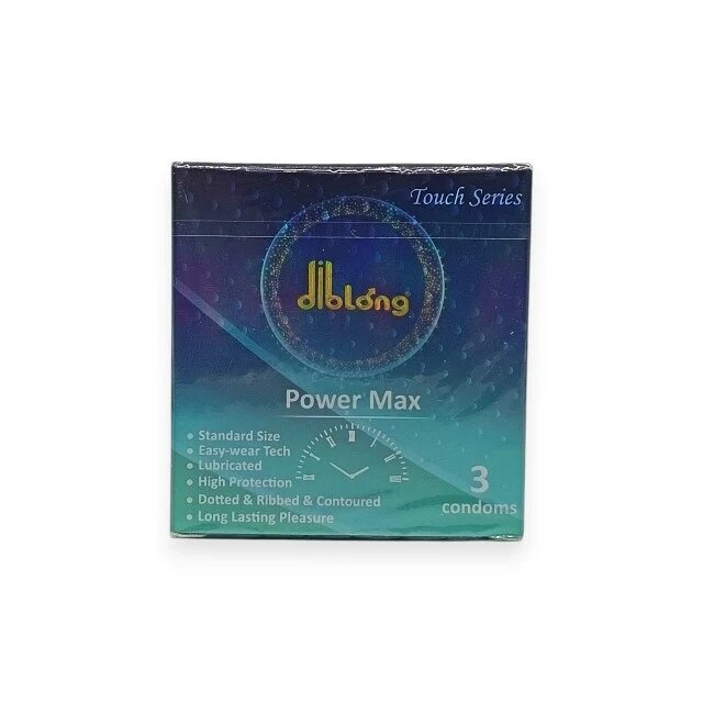 Diblong Prezervative Power Max pot susține întârzierea ejaculării texturate lubrifiate din latex 52 ± 2 mm 3 buc