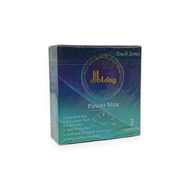 Diblong Prezervative Power Max pot susține întârzierea ejaculării texturate lubrifiate din latex 52 ± 2 mm 3 buc