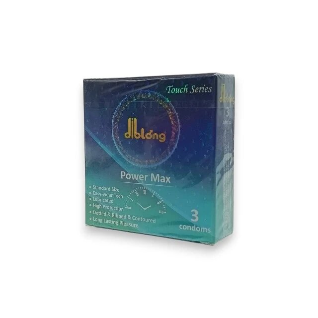 Diblong Prezervative Power Max pot susține întârzierea ejaculării texturate lubrifiate din latex 52 ± 2 mm 3 buc