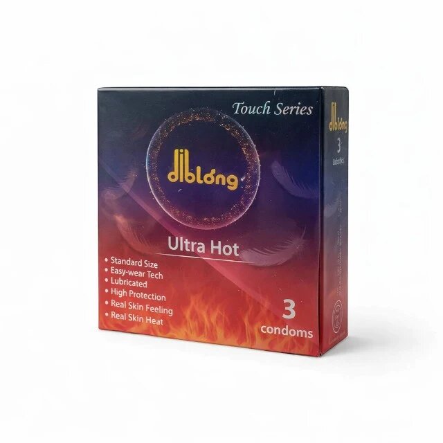 Diblong Prezervative subțiri Ultra Hot cu efect de încălzire lubrifiate din latex 52 ± 2 mm 3 buc