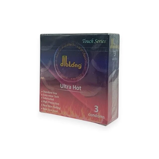 Diblong Prezervative subțiri Ultra Hot cu efect de încălzire lubrifiate din latex 52 ± 2 mm 3 buc