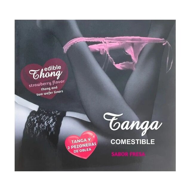 DIVERTY SEX Ornamente comestibile pentru sâni și zona intimă Edible Thong gust de căpșuni (model 4869)