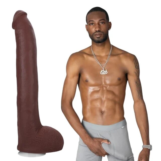 Doc Johnson Dildo realist Ultraskyn Signature Cocks - Hollywood Cash bază cu ventuză pentru fixare 29 cm culoarea maro