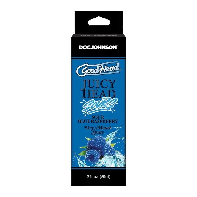 Doc Johnson Spray pentru sex oral GOODHEAD Juicy Head Sours Blue Raspberry Dry Mouth stimulează salivarea aromă de zmeură (acru) 59 ml