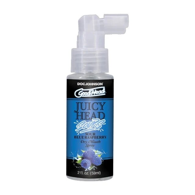 Doc Johnson Spray pentru sex oral GOODHEAD Juicy Head Sours Blue Raspberry Dry Mouth stimulează salivarea aromă de zmeură (acru) 59 ml