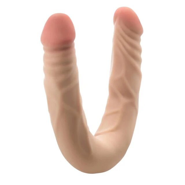 DR. SKIN+ Dildo dublu 14 Inch Posable Double Dong pentru dublă penetrare senzație realistă ultra-moale 35.5 cm culoarea pielii