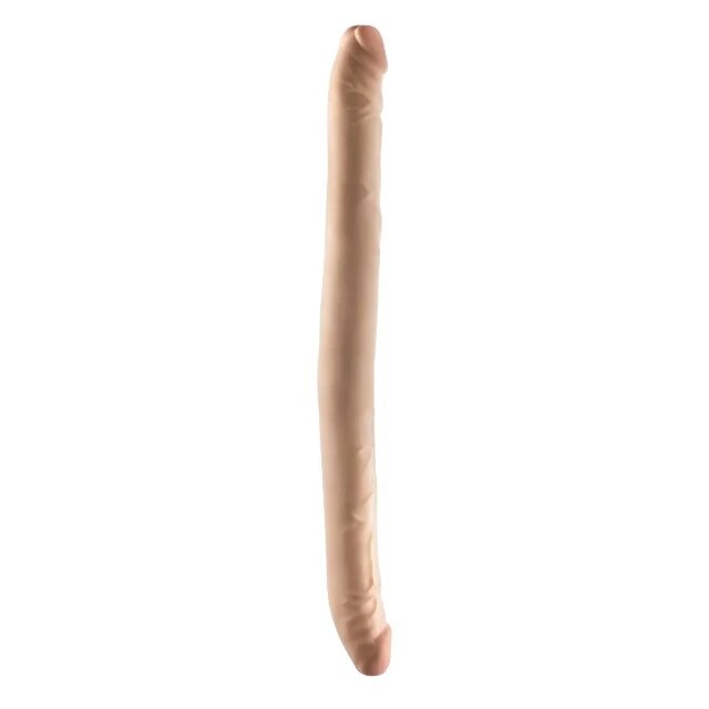DR. SKIN+ Dildo dublu 16.5 Inch Posable Double Dong pentru dublă penetrare senzație realistă ultra-moale 42 cm culoarea pielii