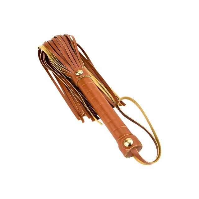 DREAM toys Bici Blaze Elite Flogger pentru jocuri erotice din piele ecologică culoare maro coniac