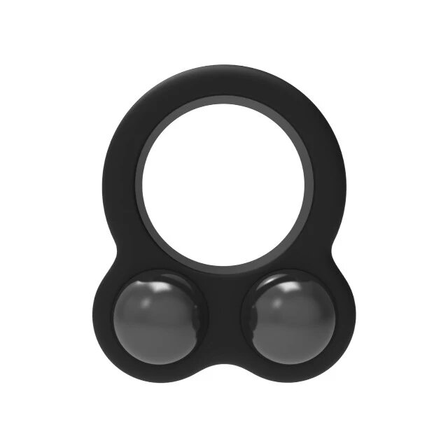 DREAM toys Inel pentru penis RAMROD Cockring Dual Weightdin silicon cu 2 bile de oțel detașabile greutate 114 grame negru