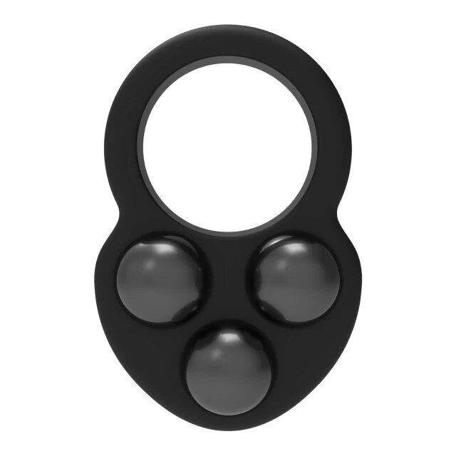 DREAM toys Inel pentru penis RAMROD Cockring Triple Weight din silicon cu 3 bile de oțel detașabile greutate 171 grame negru