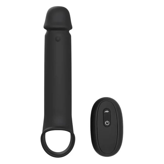 DREAM toys Manșon vibrator RAMROD pentru extensia penisului control prin telecomandă 7 funcții de vibrație 24 cm negru