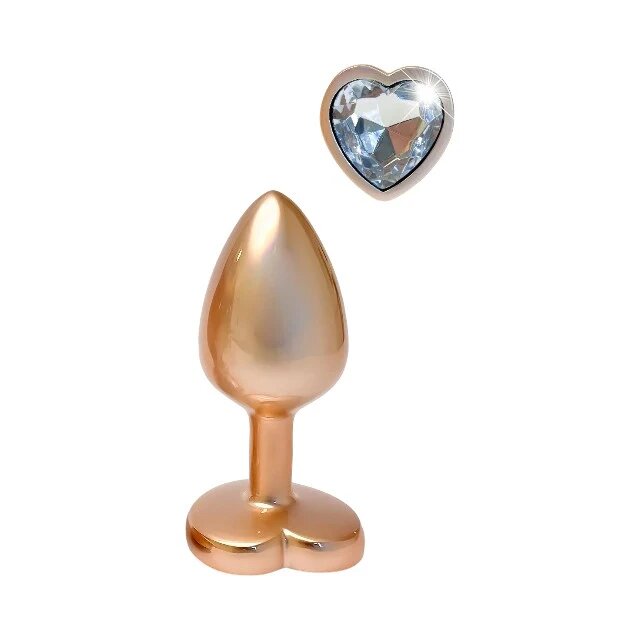 DREAM toys Plug anal Pearl Gold Plug cu bază în formă de inimă lungime 7.1 cm diametru 2.7 cm auriu mărime S