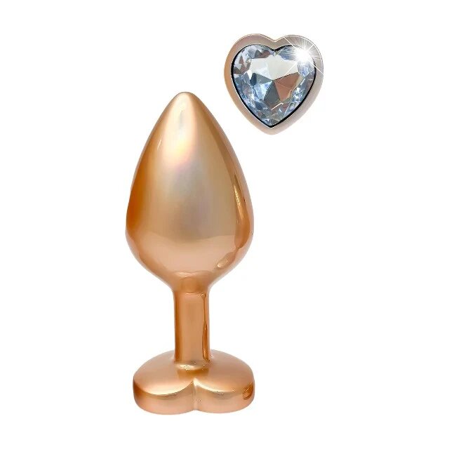 DREAM toys Plug anal Pearl Gold Plug cu bază în formă de inimă lungime 8.3 cm diametru 3.4 cm auriu mărime M