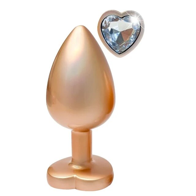DREAM toys Plug anal Pearl Gold Plug cu bază în formă de inimă lungime 9.5 cm diametru 4.3 cm auriu mărime L