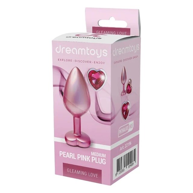 DREAM toys Plug anal Pearl Pink Plug cu bază în formă de inimă lungime 8.3 cm diametru 3.4 cm roz mărime M