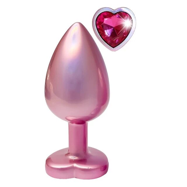 DREAM toys Plug anal Pearl Pink Plug cu bază în formă de inimă lungime 9.5 cm diametru 4.3 cm roz mărime L