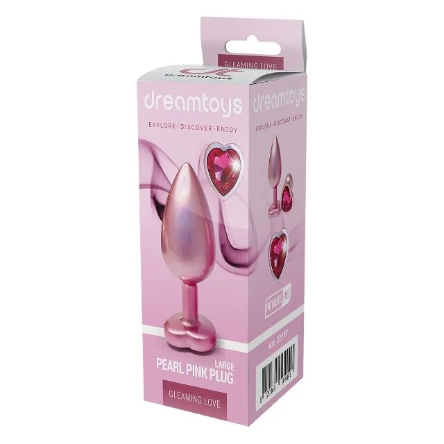 DREAM toys Plug anal Pearl Pink Plug cu bază în formă de inimă lungime 9.5 cm diametru 4.3 cm roz mărime L