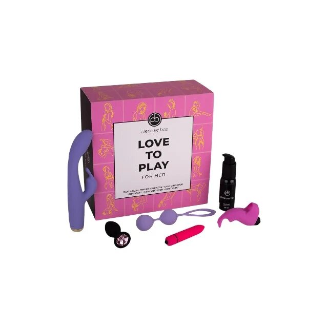 DREAM toys Set erotic Pleasure Box - Love To Play For Her cu vibrator rabbit vibrator pentru deget bile kegel și plug anal (cutie roz)