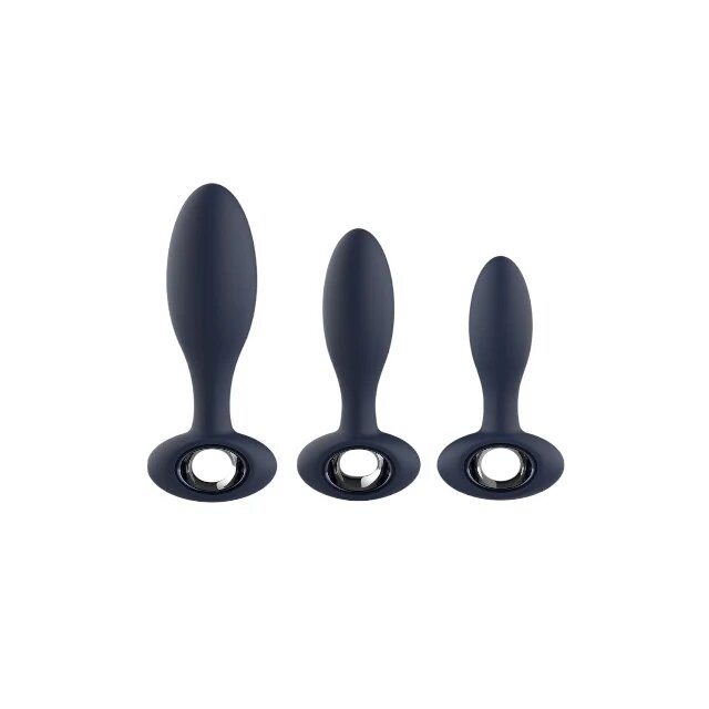 DREAM toys Set plug anal Startroopers Milky Way 1 dop clasic + 2 dopuri cu funcție de vibrație 12.5 cm - 16 cm albastru