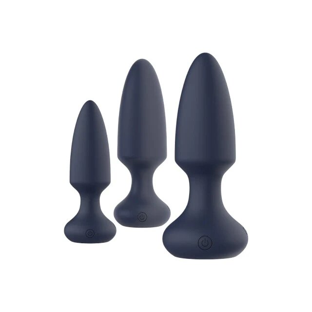 DREAM toys Set plug anal vibrator Startroopers Mars 3 dopuri cu 10 funcții de vibrație 13.5 cm – 16.5 cm albastru