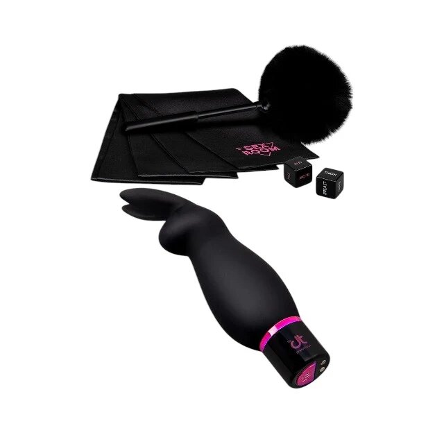 DREAM toys Set Sex Room Raunchy Kit set 6 produse pentru stimularea prostatei cu vibrator puf de gâdilat zaruri și mască