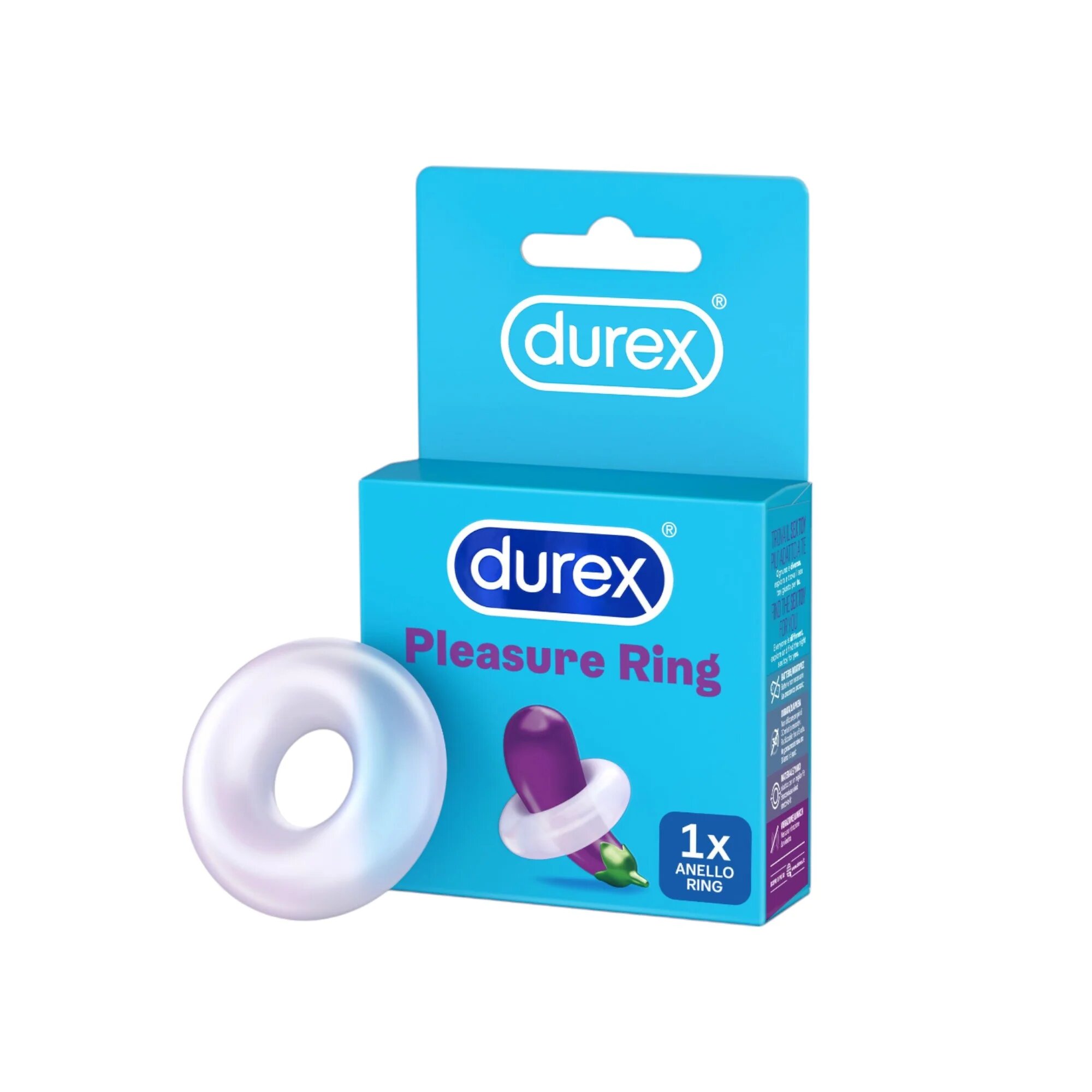 DUREX Inel pentru penis Pleasure Ring din TPE pentru erecții de durată și îmbunătățirea performanțelor sexuale alb