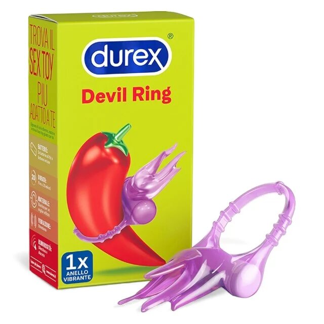 DUREX Inel vibrator pentru penis Intense Little Devil Ring din silicon pentru îmbunătățirea performanțelor sexuale culoare roz