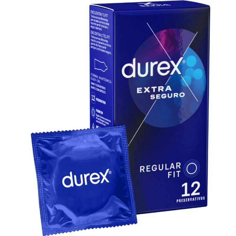 DUREX Prezervative clasice Extra Seguro lubrifiate si rezistente 56 mm 1 cutie x 12 buc