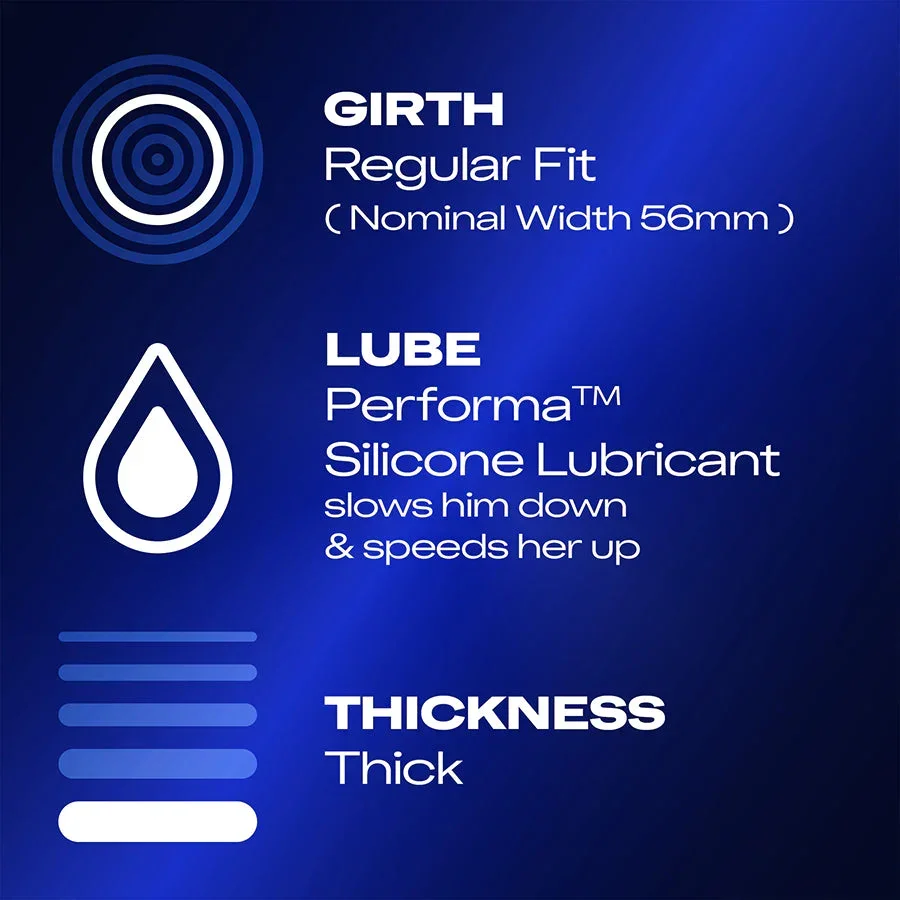 DUREX Prezervative cu striatii Mutual Climax regular fit cu efect de stimulare clitoridiana si intarziere ejaculare 56 mm 1 cutie x 10 buc