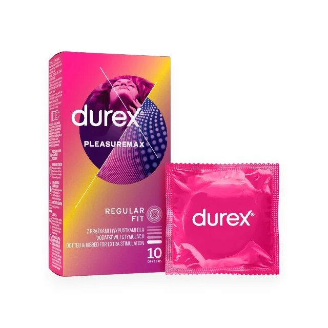 DUREX Prezervative cu striatii Pleasuremax 56 mm 1 cutie x 10 buc