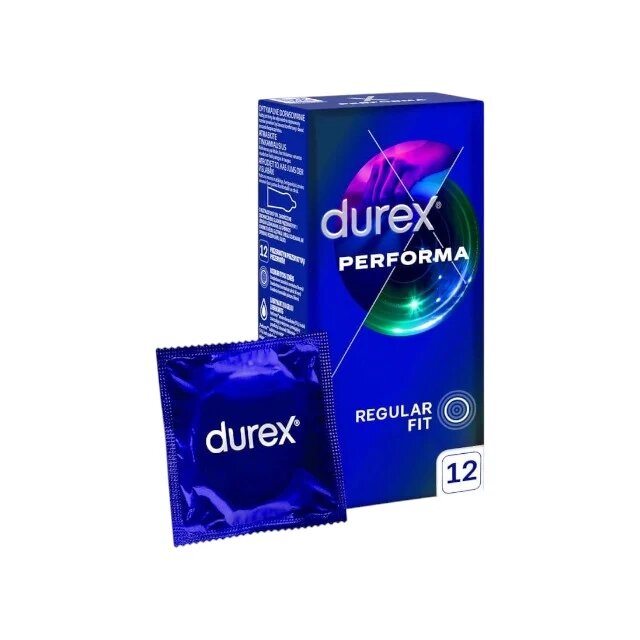DUREX Prezervative Performa regular fit efect de intarziere ejaculare 56 mm 1 cutie x 12 buc